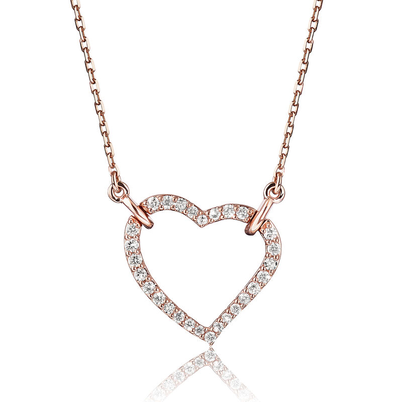 Lab Grown Diamond Open Heart Necklace in 14k Rose Gold image number null