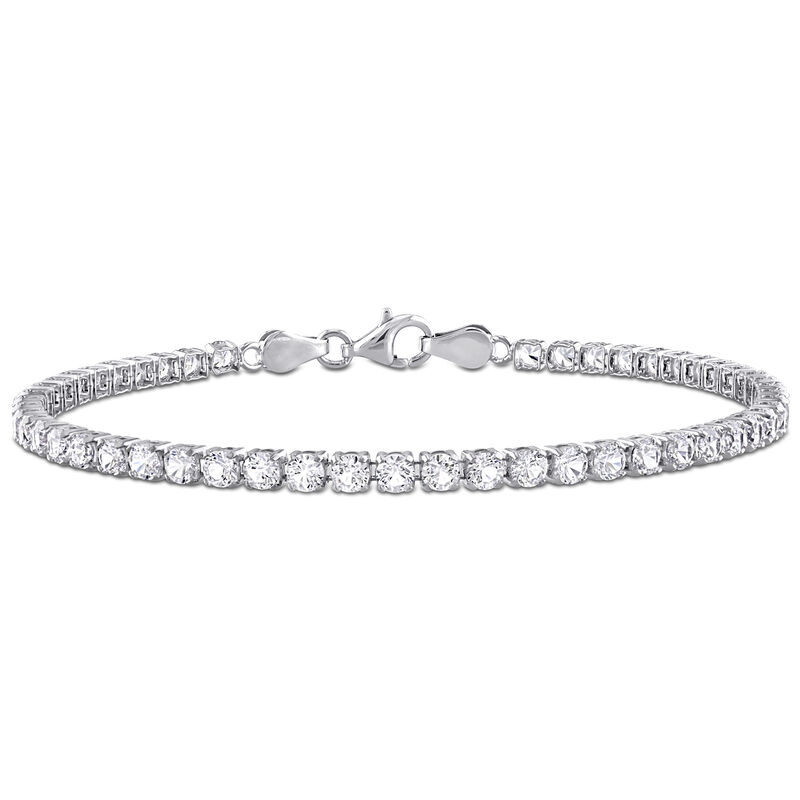 Created White Tennis Sapphire Bracelet in Sterling Silver image number null