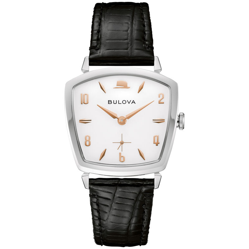 Bulova Frank Sinatra White Dial Leather Strap Watch 96A337 image number null