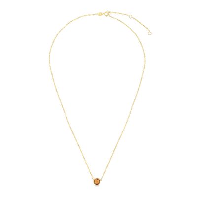 Citrine Round Necklace 17" in 14k Yellow Gold