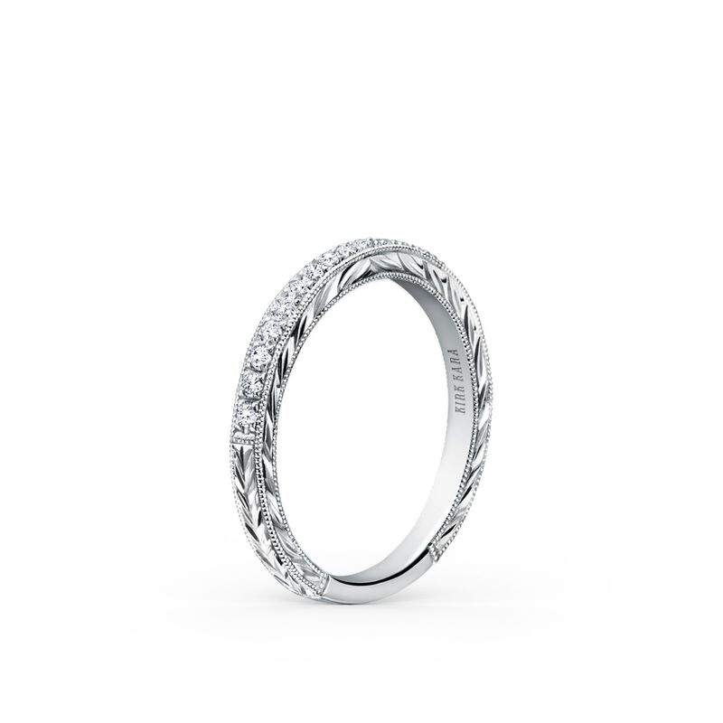 Hand Engraved Diamond Band in 18k White Gold  K1170D-B image number null