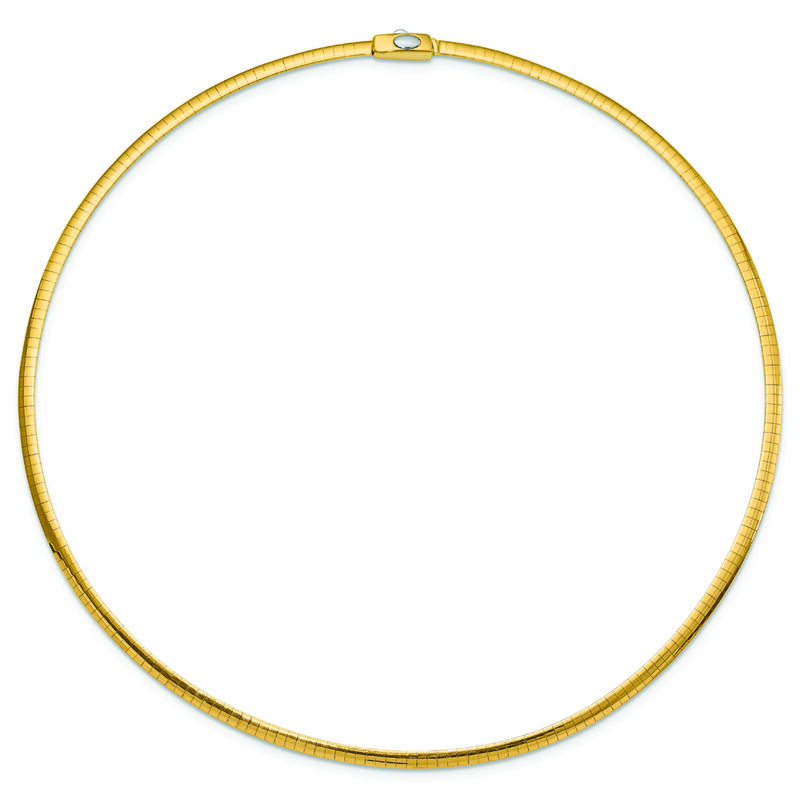 Reversible Domed Omega 18" Chain 3mm in 14k White & Yellow Gold image number null