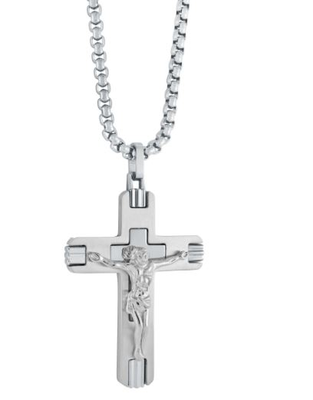 Men's Crucifix Pendant With 22" Chain in Stainless Steel