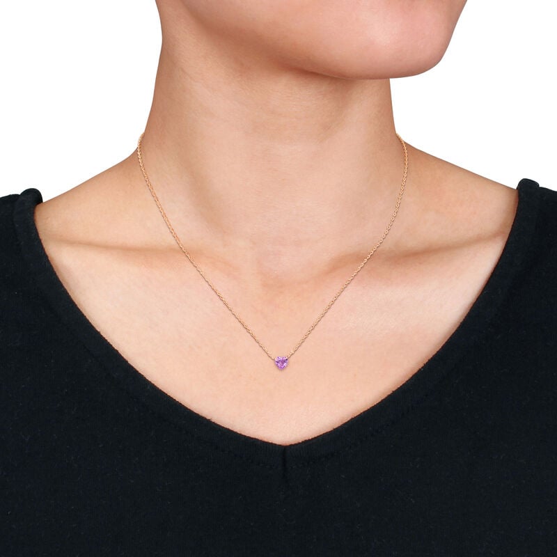 Amethyst Heart Necklace in Rose Plated image number null