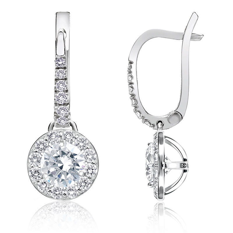 Diamond 1ct. t.w. Halo Dangle Earrings in 14k White Gold image number null