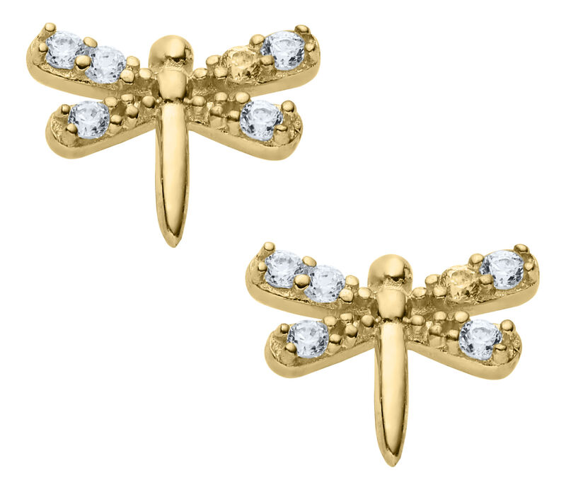 Children's Dragonfly Stud Earrings in 14k Yellow Gold image number null