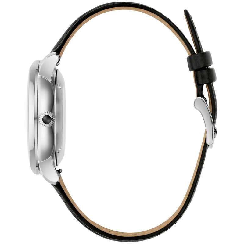 Bulova Stetson Bison Automatic Black Dial Leather Strap Watch 96A333 image number null