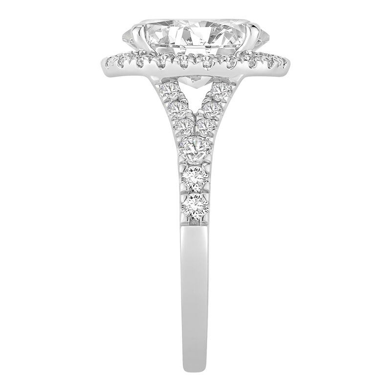 Oval-Cut 3 3/4ctw. Lab Grown Diamond Halo Split Shank Engagement Ring in 14k White Gold image number null