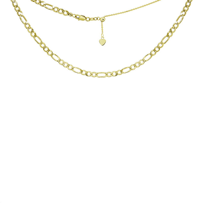Ladies Figaro Choker Adjustable Necklace in 14k Yellow Gold image number null