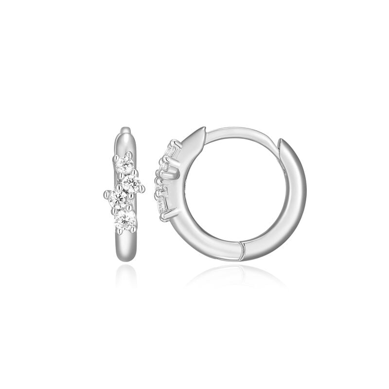 Lab Grown Diamond Small Hoops Earrings in Sterling Silver image number null
