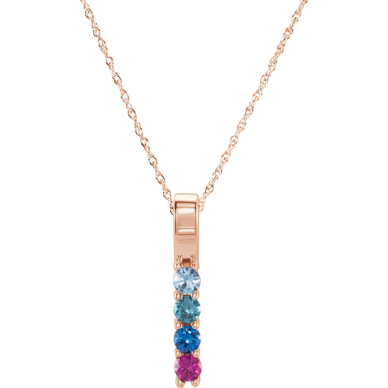 4-Stone Family Vertical Bar Pendant in 10k Rose Gold image number null