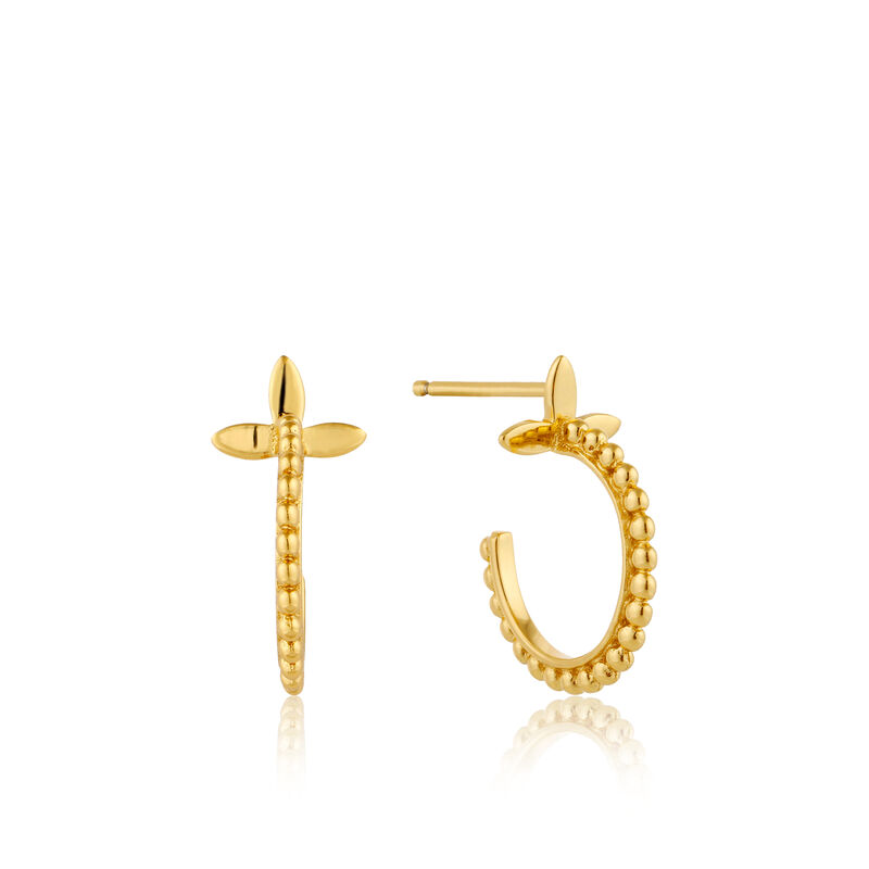 Modern Beaded Hoop Earrings in Sterling Silver/Gold Plated image number null