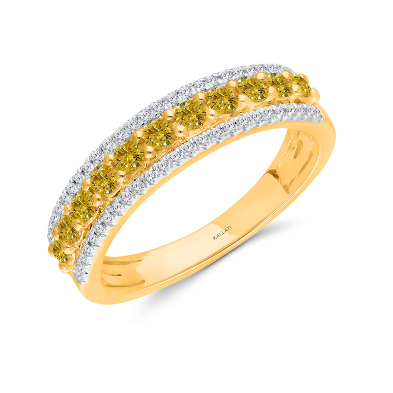 Brilliant-Cut .50ctw. White & Yellow Diamond Fashion Band in 14k Yellow Gold image number null