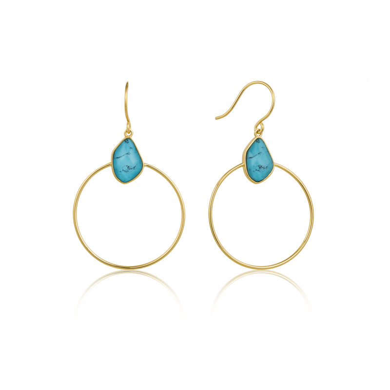 Turquoise Front Hoop Earrings in Sterling Silver/Gold Plated image number null