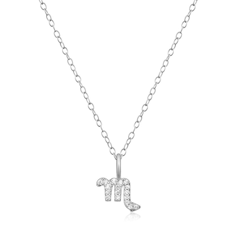 Lab Grown Diamond Scorpio Constellation Pendant Necklace in Sterling Silver image number null