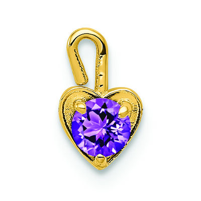 February Synthetic Birthstone Heart Charm in 14k Yellow Gold