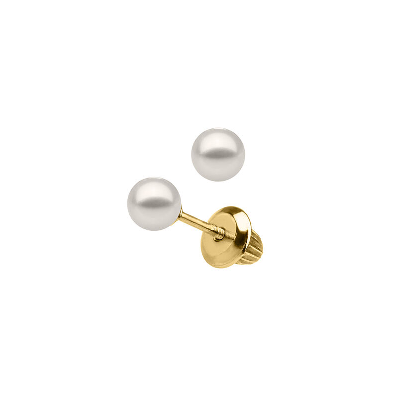 Baby/Children's 4mm Pearl Screw Back Earrings in 14k Yellow Gold image number null