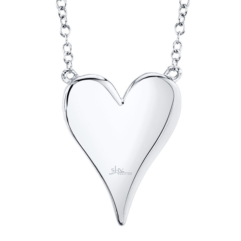 Shy Creation Diamond Pave Heart Necklace in 14k White Gold image number null