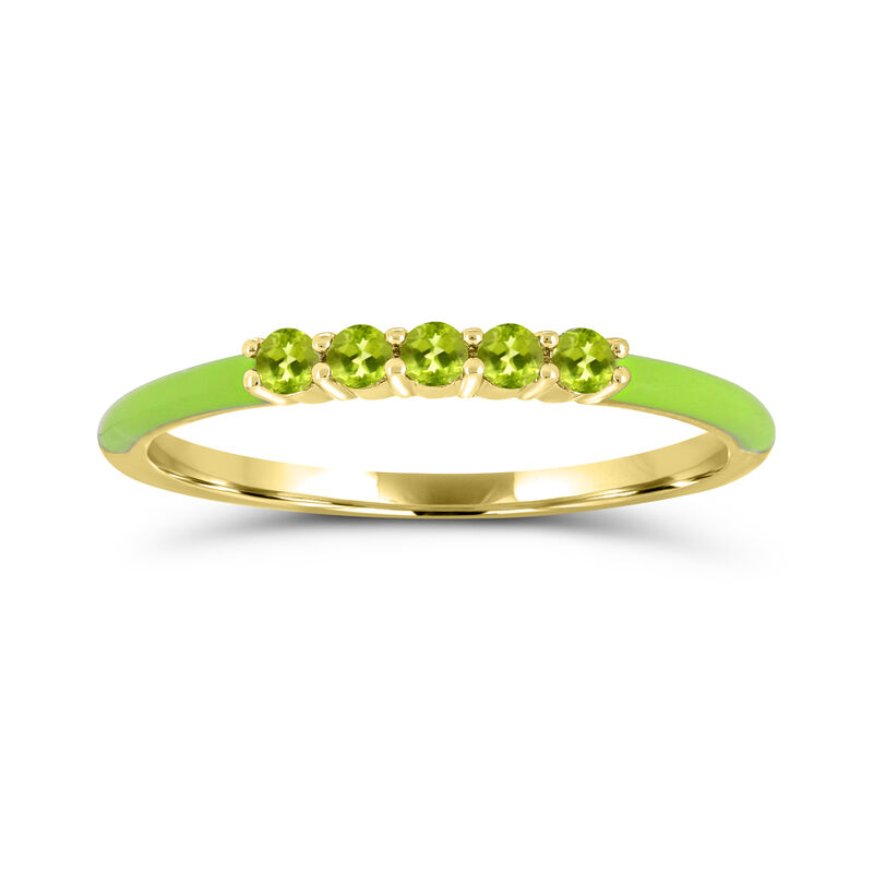 Brilliant-Cut 5-Stone Peridot Enamel Ring in Sterling Silver image number null