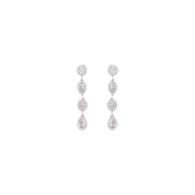 Marquise & Brilliant-Cut Pear Shaped Lab Grown 1.88ctw. Diamond Drop Dangle Earrings