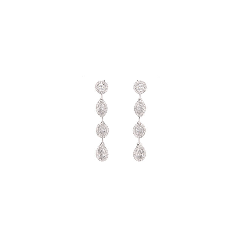 Marquise & Brilliant-Cut Pear Shaped Lab Grown 1.88ctw. Diamond Drop Dangle Earrings image number null