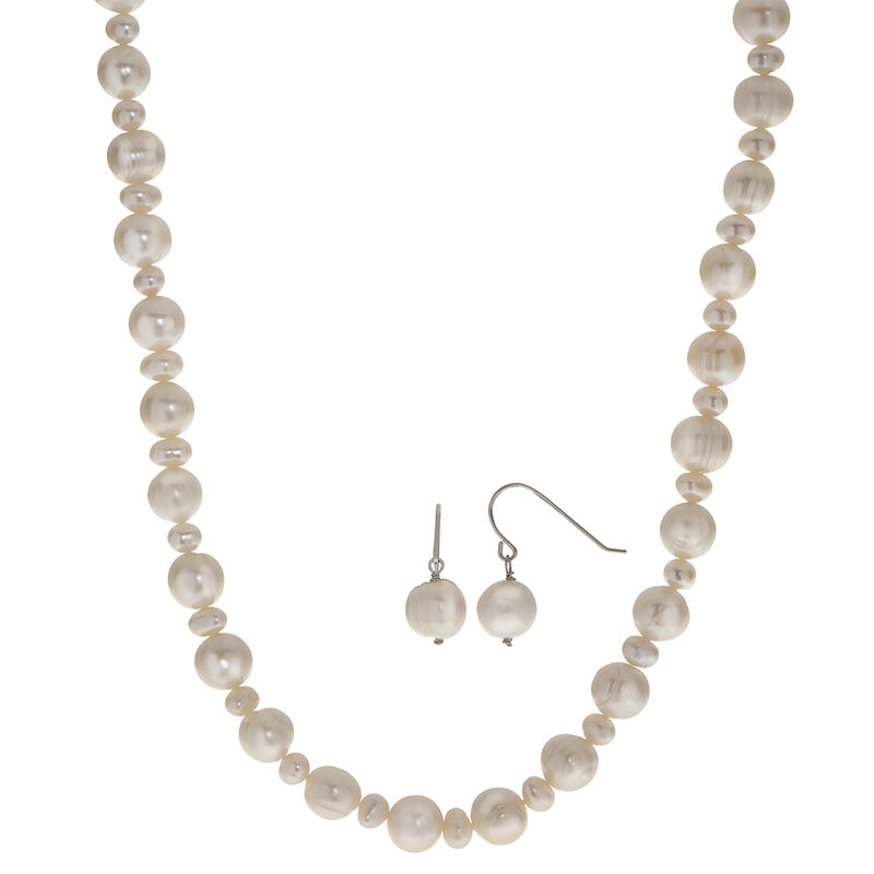 Imperial Pearl Sterling Silver Pearl Necklace & Drop Earring Set image number null