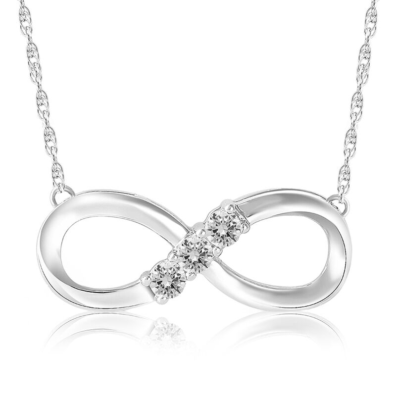 Today&#45 Tomorrow&#45 Forever Diamond Infinity Pendant in 10k White Gold image number null