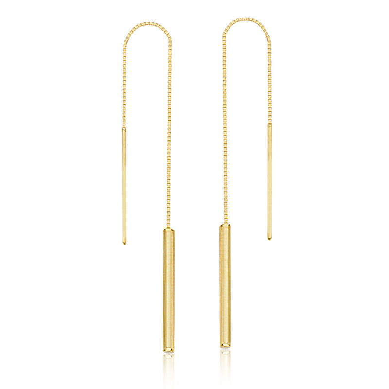 Tube-Bar Threaded Dangle Earrings in 14k Yellow Gold image number null