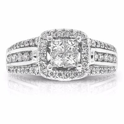 Oriana. Princess-Cut Pavé Diamond Quad Set Engagement Ring