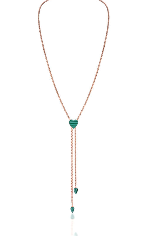 Malachite Adjustable Necklace in Sterling Silver & 14k Rose Gold Plating image number null