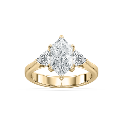 Duchess Marquise Lab Grown Diamond 2 3/4ctw. Three Stone Engagement Ring in 14k Yellow Gold