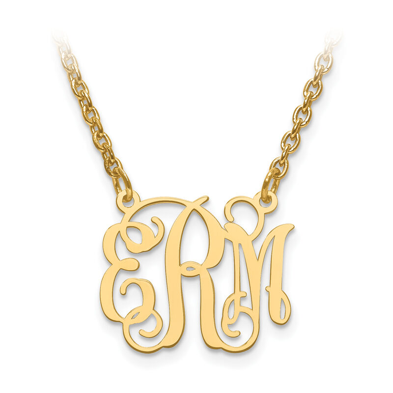 Laser High Polished 15.8x18.5 Monogram Plate in Gold Plated Sterling Silver (up to 3 letters) image number null