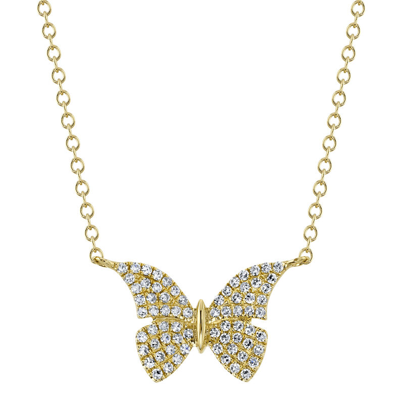 Shy Creation 15ctw. Diamond Butterfly Necklace in 14k Yellow Gold image number null