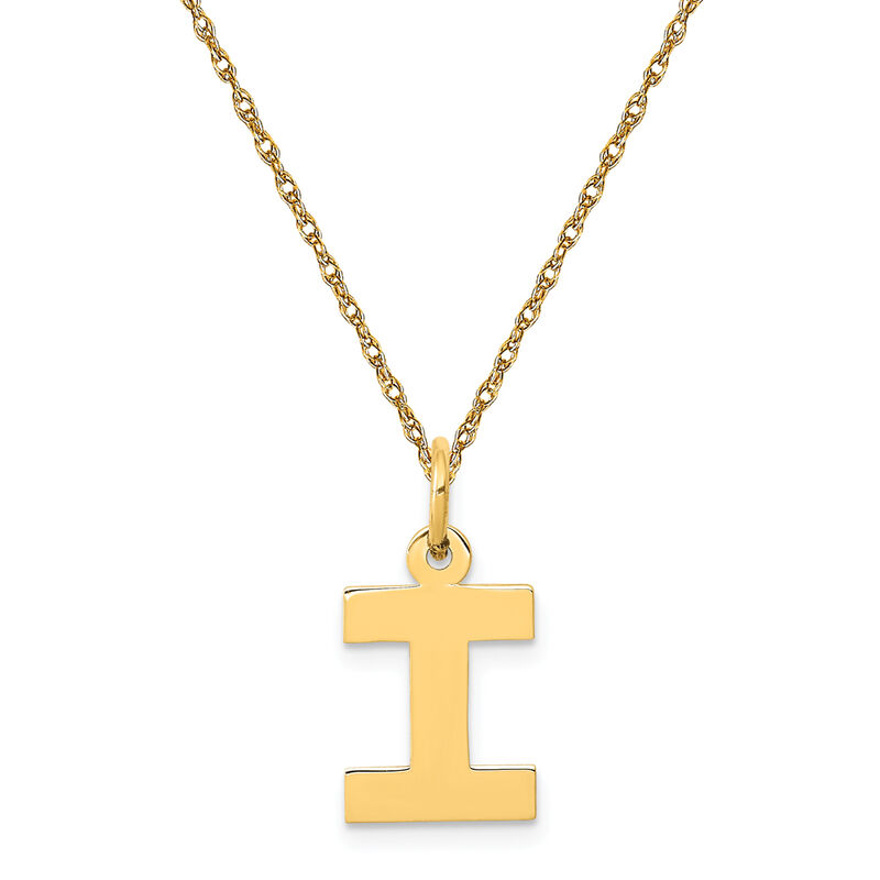 Small Block I Initial Necklace in 14k Yellow Gold image number null