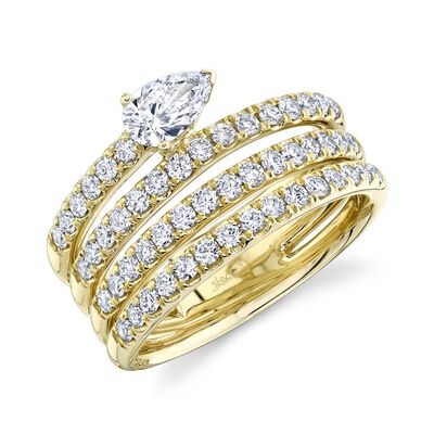 Shy Creation1.28 ctw Multi-Row Pear Diamond Ring in 14k Yellow Gold