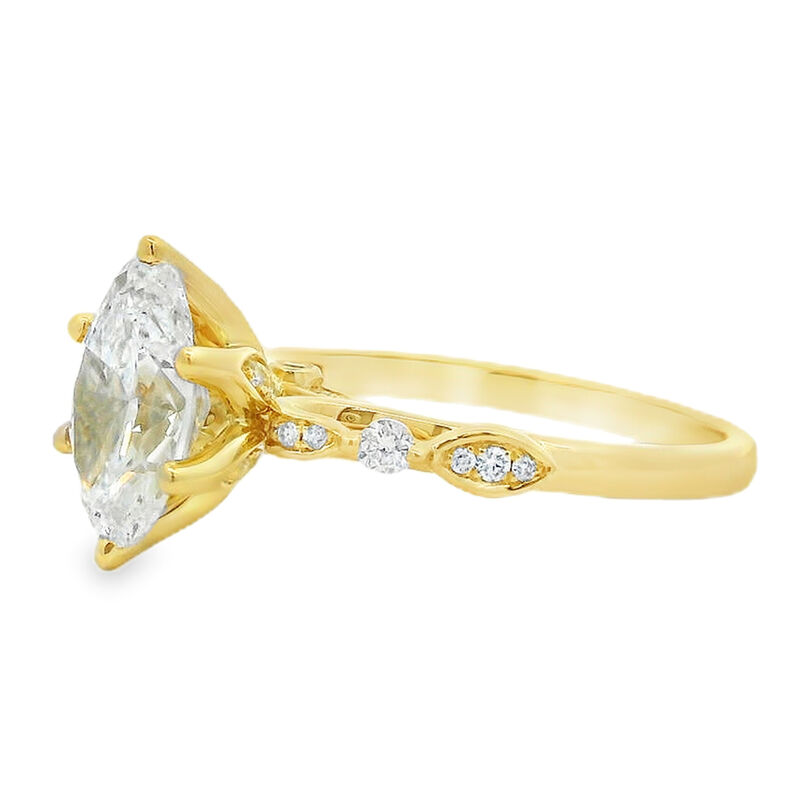 Oval Lab Grown Diamond 2 1/5ctw. Bezel Accent Engagement Ring in 14k Yellow Gold image number null