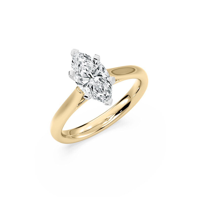 Marquise Lab Grown Diamond 1 1/2ctw. Cathedral Solitaire Engagement Ring in 14k Yellow Gold image number null