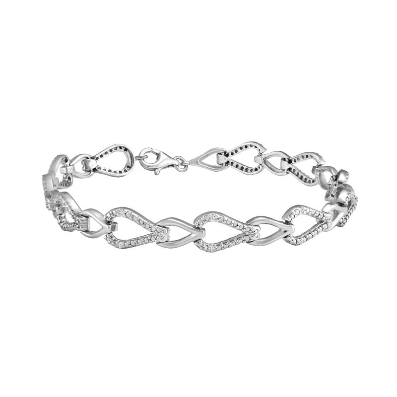 Diamond Teardrop Link Bracelet in Sterling Silver image number null