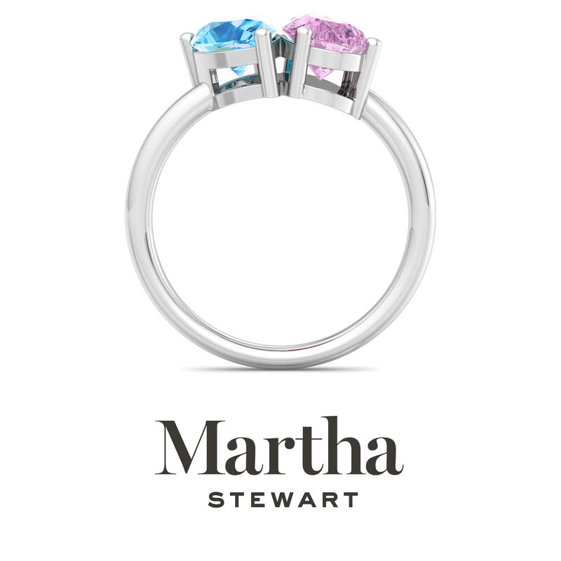 Martha Stewart Blue Topaz and Pink Sapphire Two Stone Ring in Sterling Silver image number null