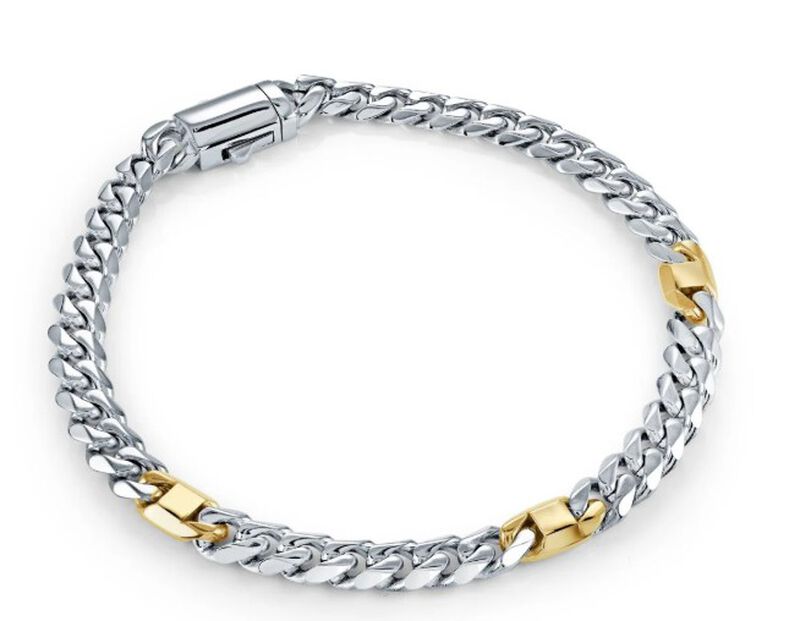 Curb Chain Bracelet 8" in Gold Plated Stainless Steel (6mm) image number null