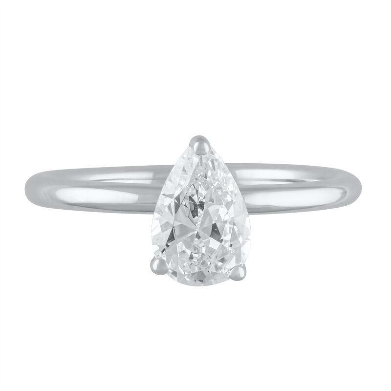 Pear-Shaped Lab Grown 1ctw. Diamond Solitaire Engagement Ring in 14k White Gold image number null
