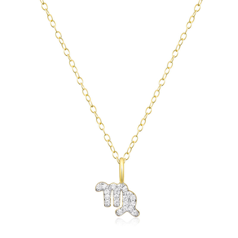 Lab Grown Diamond Virgo Constellation Pendant Necklace in 14k Yellow Gold Plated Sterling Silver image number null