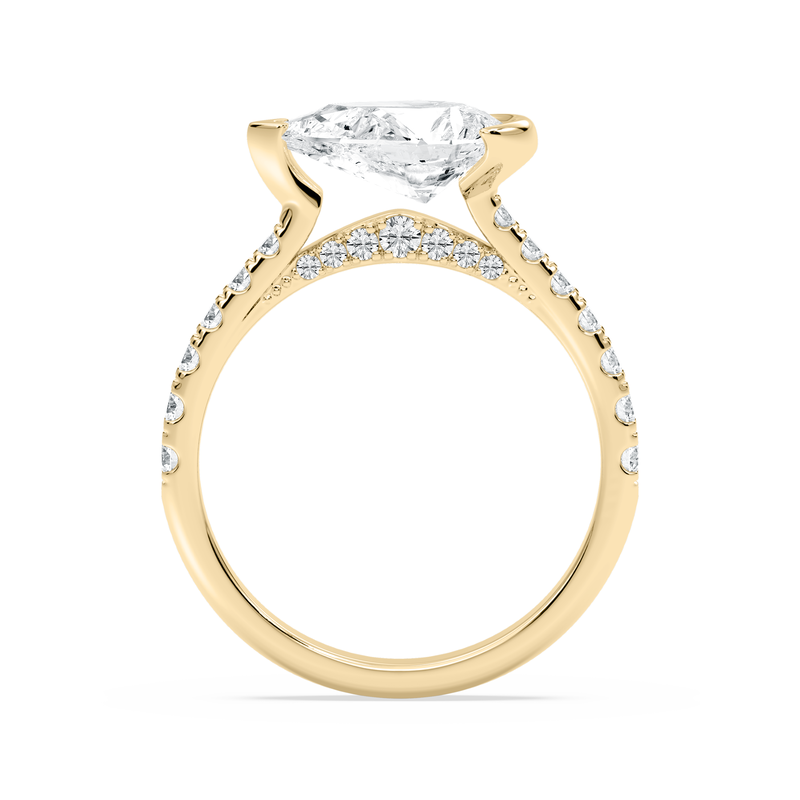 Pear Lab Grown Diamond 2 1/2ctw. East West Half Bezel Engagement Ring in 14k Yellow Gold image number null