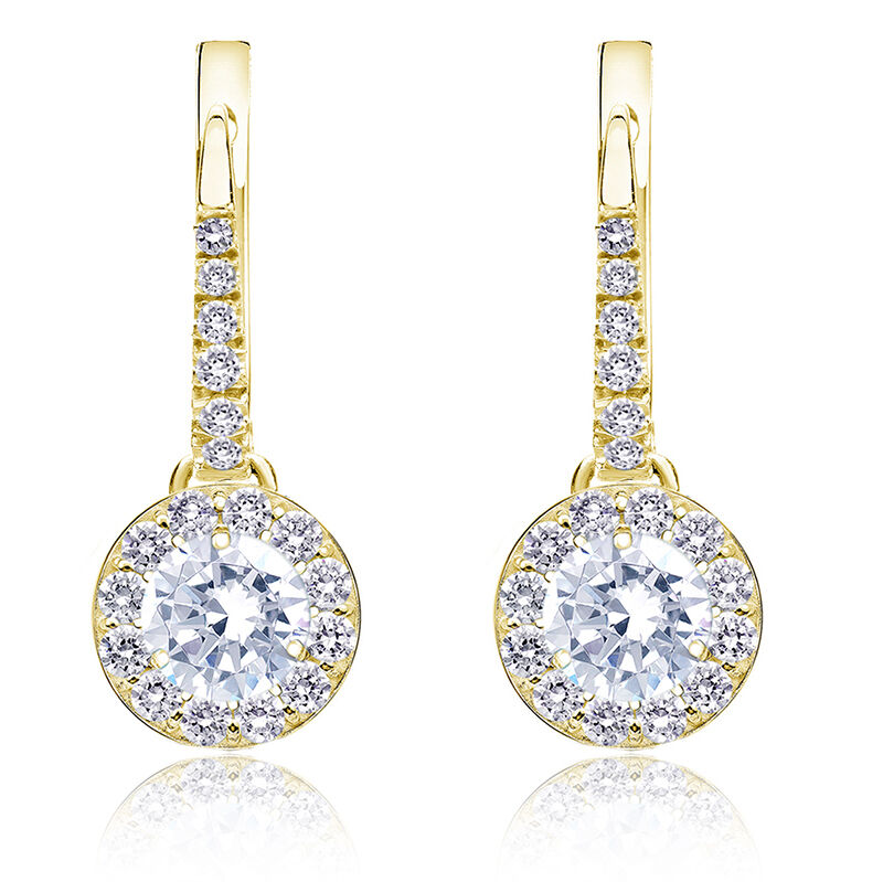 Diamond Halo 1ct. t.w. Dangle Earrings in 14k Yellow Gold image number null