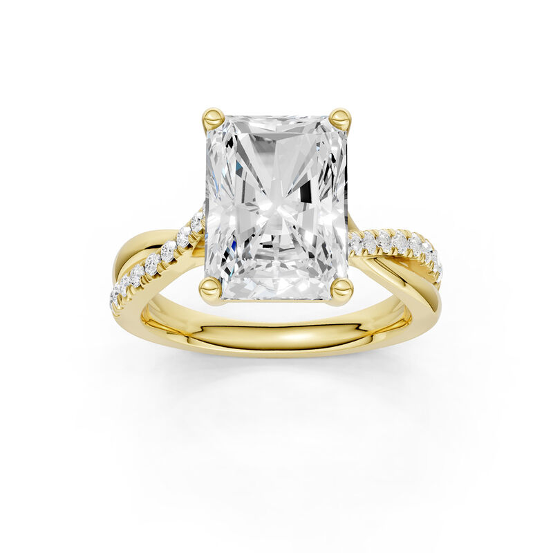 Radiant Lab Grown Diamond 4 1/5ctw. Twist Engagement Ring in 14k Yellow Gold image number null