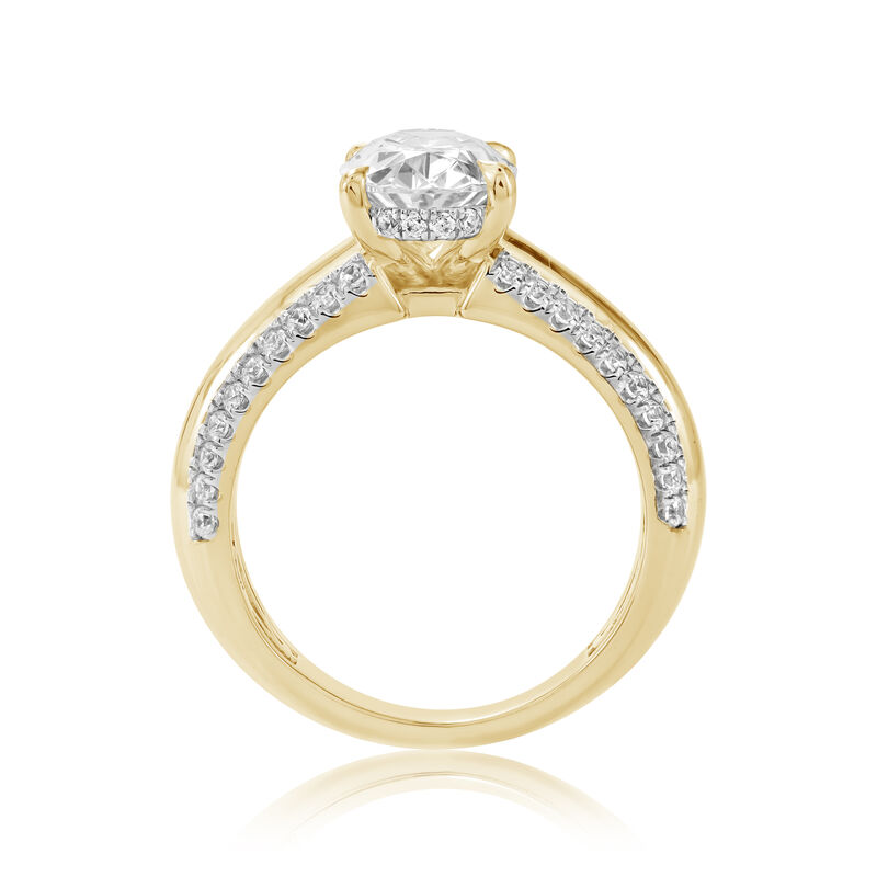 Oval Lab Grown Diamond 3 1/2ctw. Wide Gold and Diamond Engagement Ring in 14k Yellow Gold image number null