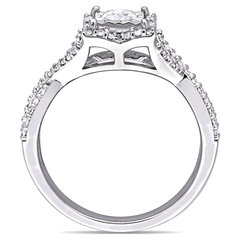 Diamond Halo Crossover 1/2ctw. Engagement Ring in Sterling Silver image number null