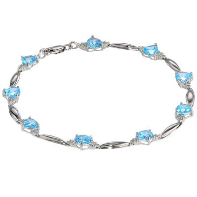 Blue Topaz Heart Bracelet in Sterling Silver