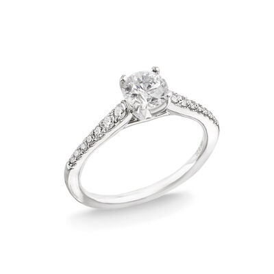 Diamond 1/5ctw. Cathedral Engagement Ring Setting in 14k White Gold