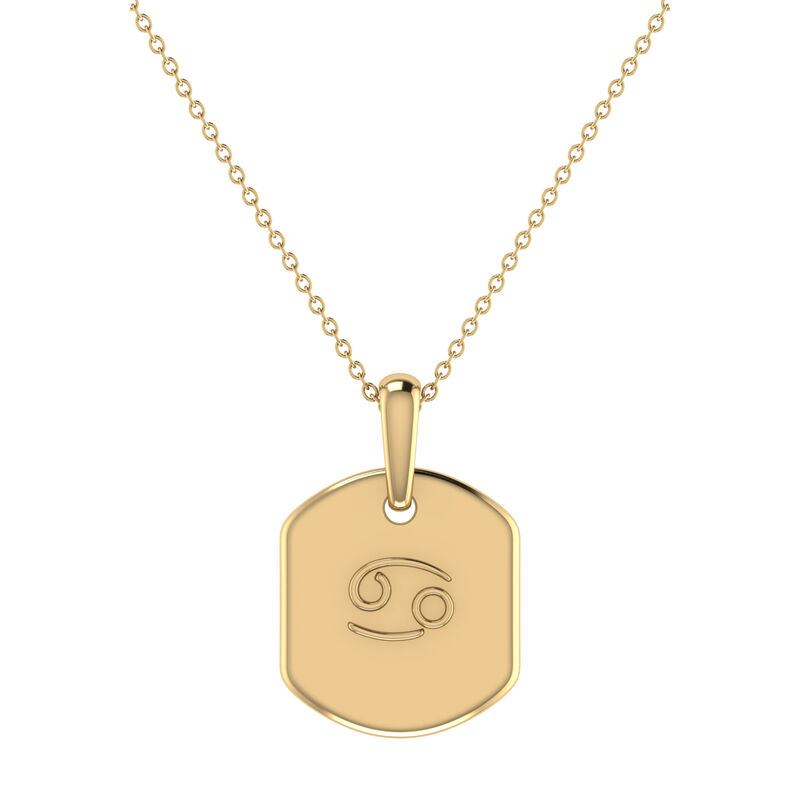 Diamond and Ruby Cancer Constellation Zodiac Tag Necklace in 14k Yellow Gold Plated Sterling Silver image number null